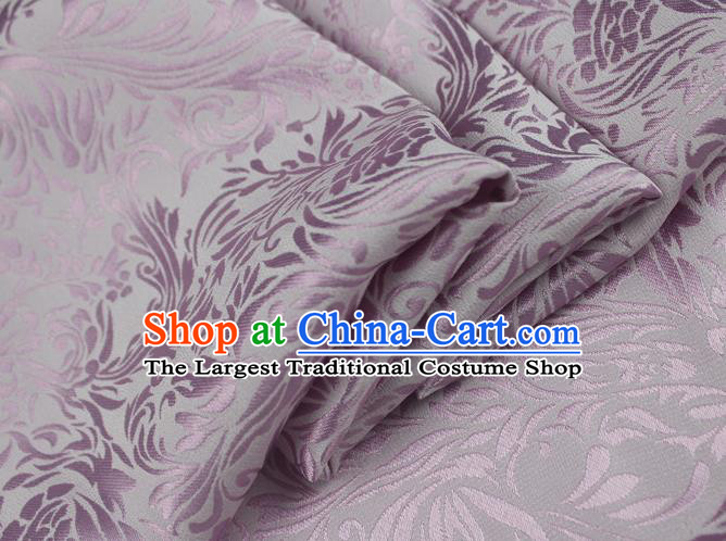 Asian Chinese Classical Iris Pattern Design Light Purple Silk Fabric Traditional Cheongsam Brocade Material