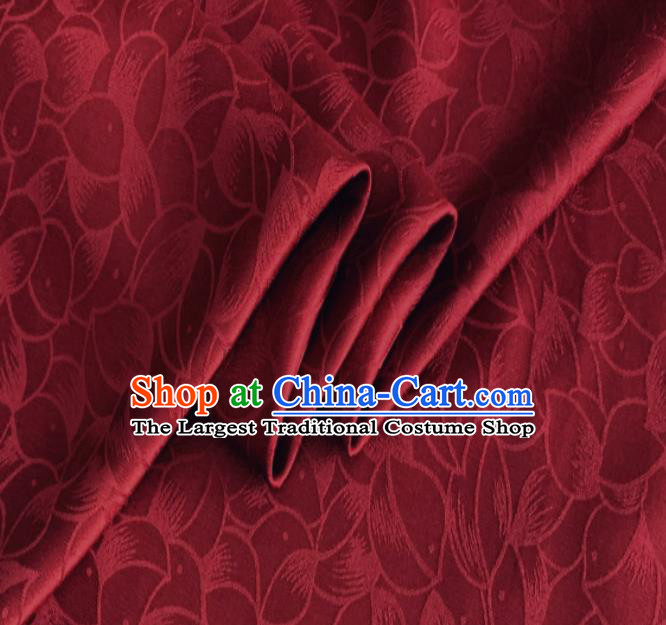 Asian Chinese Classical Lotus Petals Pattern Design Purplish Red Silk Fabric Traditional Cheongsam Brocade Material