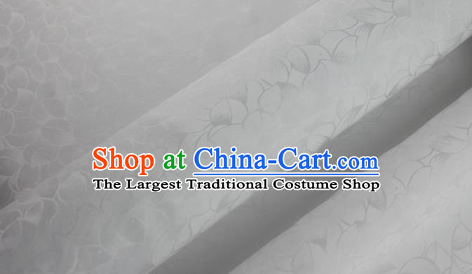 Asian Chinese Classical Lotus Petals Pattern Design White Silk Fabric Traditional Cheongsam Brocade Material