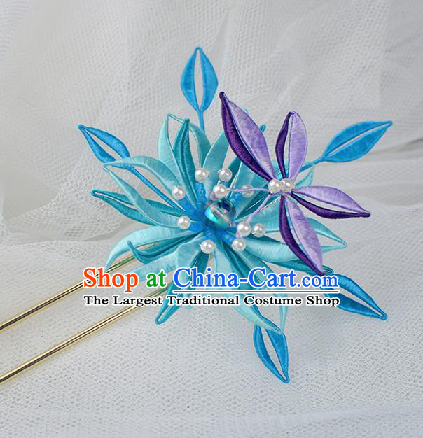 Chinese Traditional Purple Butterfly Flower Hairpin Handmade Hanfu Hair Accessories for Women