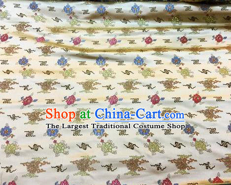 Asian Chinese Classical Auspicious Pattern Design Beige Silk Fabric Traditional Nanjing Brocade Material