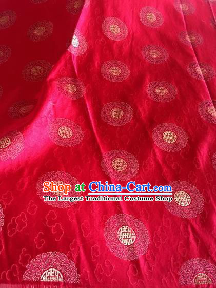 Asian Chinese Classical Clouds Pattern Design Red Silk Fabric Traditional Nanjing Brocade Material