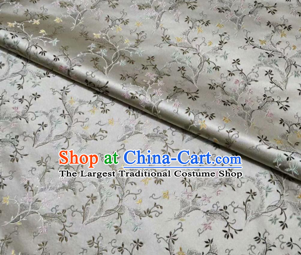 Asian Chinese Classical Wheat Floret Pattern Design White Silk Fabric Traditional Nanjing Brocade Material