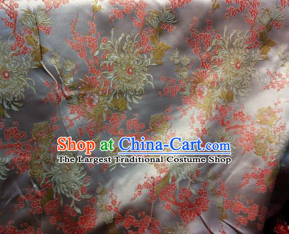 Asian Chinese Classical Chrysanthemum Plum Pattern Design Silk Fabric Traditional Nanjing Brocade Material