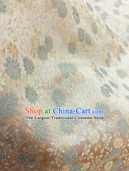 Asian Chinese Classical Chrysanthemum Pattern Design Beige Silk Fabric Traditional Nanjing Brocade Material