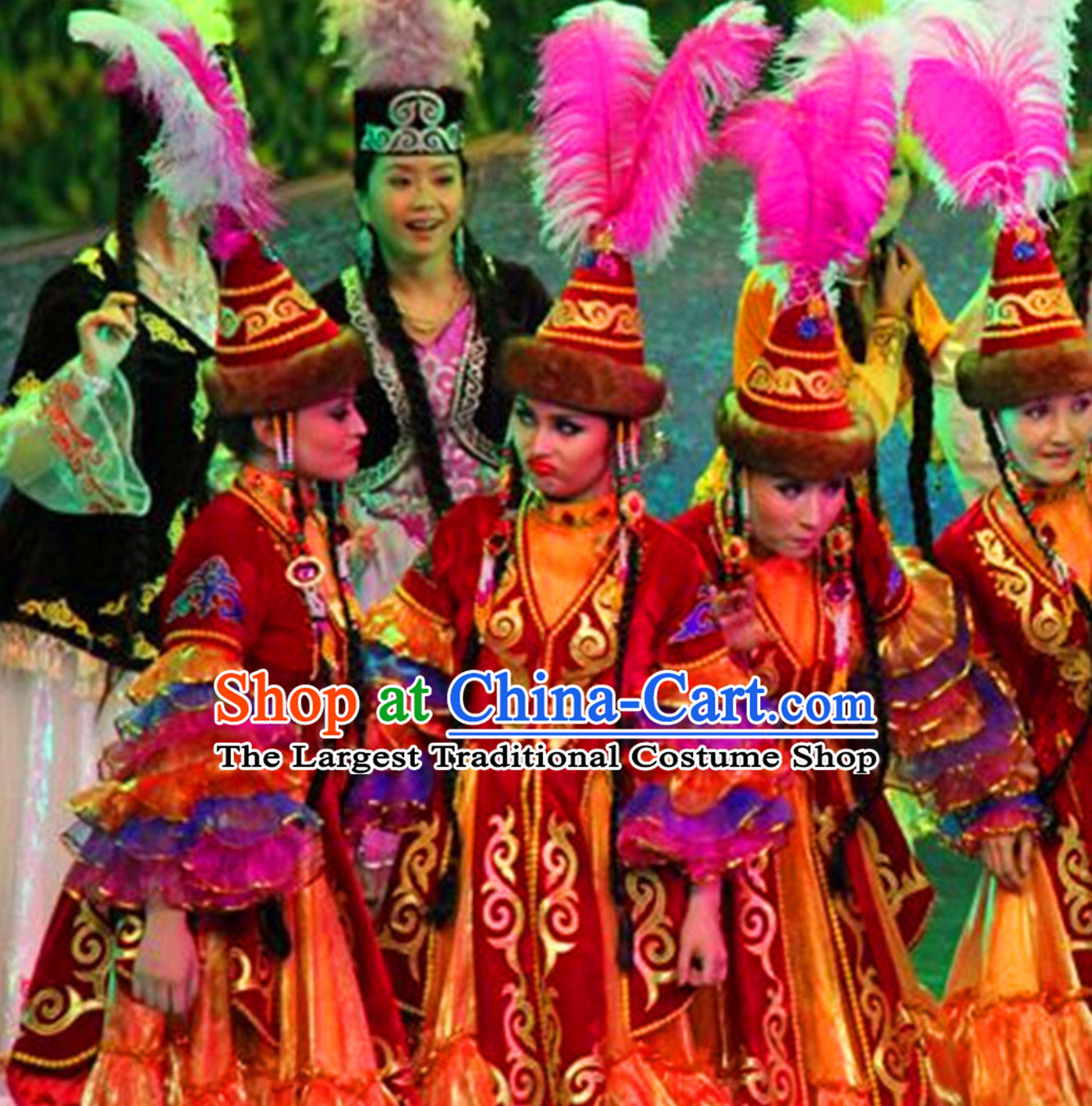 Chinese Traditional Kazakhstan Clothing Folk Dance Ethnic Dress for Women