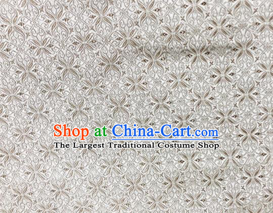 Asian Chinese Classical Pattern Design White Brocade Fabric Traditional Silk Material