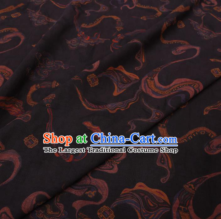 Chinese Cheongsam Classical Pattern Design Black Watered Gauze Fabric Asian Traditional Silk Material