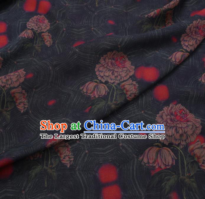 Chinese Cheongsam Classical Flowers Pattern Design Atrovirens Watered Gauze Fabric Asian Traditional Silk Material