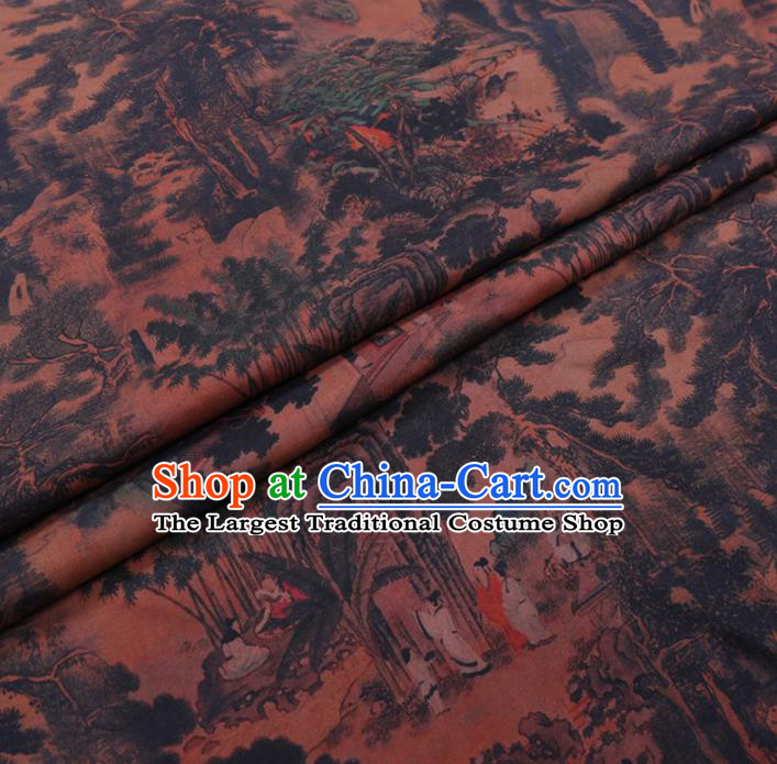 Chinese Cheongsam Classical Pattern Design Ginger Watered Gauze Fabric Asian Traditional Silk Material