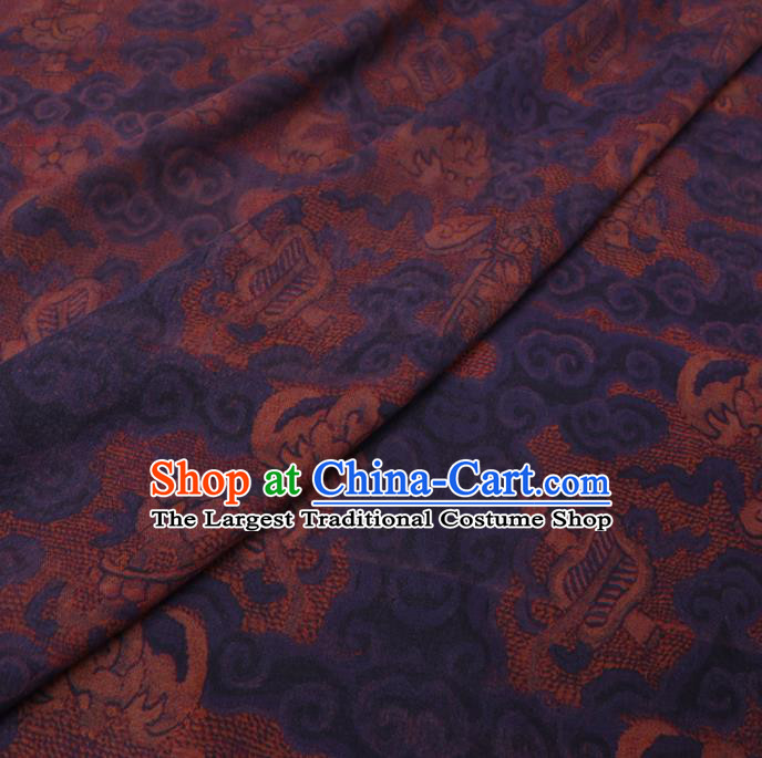 Chinese Cheongsam Classical Sunrise Pattern Design Khaki Watered Gauze Fabric Asian Traditional Silk Material