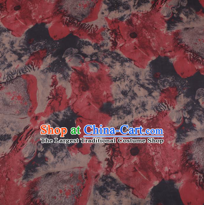Chinese Cheongsam Classical Pattern Design Red Watered Gauze Fabric Asian Traditional Silk Material