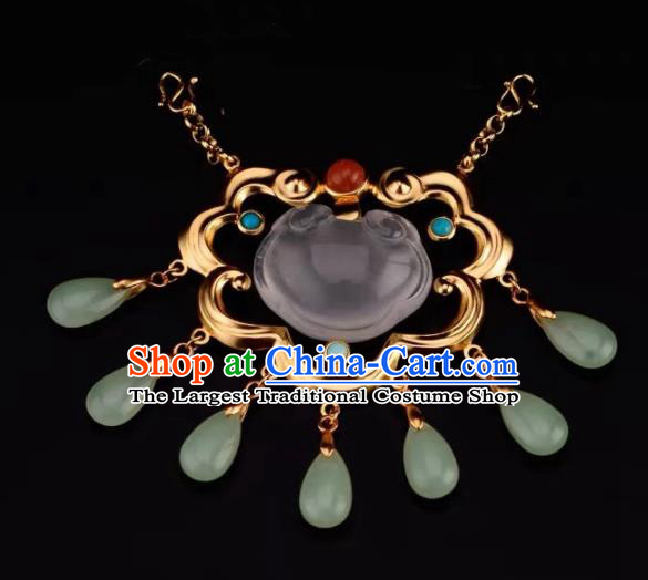 Chinese Traditional Carving Lotus Necklace Handmade Hanfu Necklet Accessories for Women