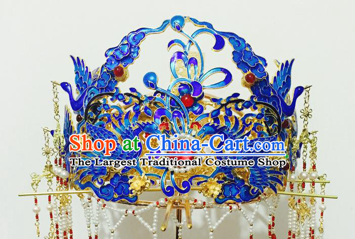 Chinese Traditional Ming Dynasty Queen Hair Crown Hairpins Ancient Handmade Hanfu Tassel Hair Accessories for Women
