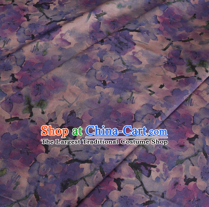 Chinese Cheongsam Classical Plum Flowers Pattern Design Light Purple Watered Gauze Fabric Asian Traditional Silk Material