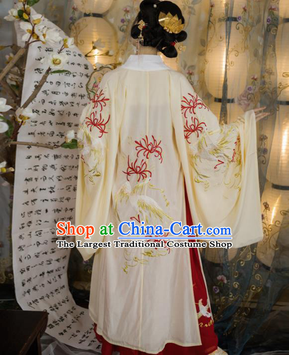 Chinese Ancient Princess Embroidered Red Dress Traditional Tang Dynasty Nobility Lady Costumes for Women