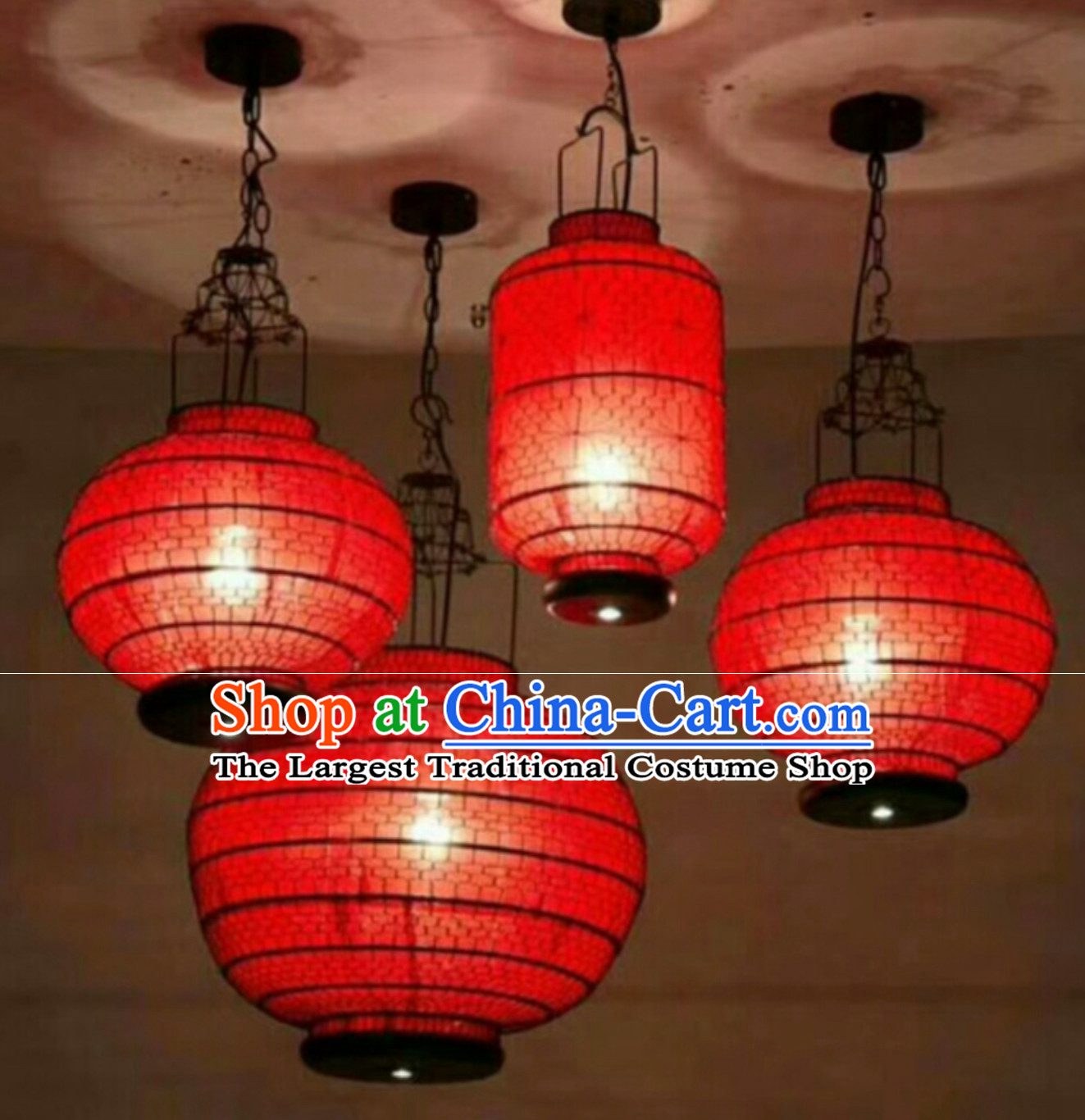 Lucky Red Chinese Classical Handmade Iron Mesh Lantern