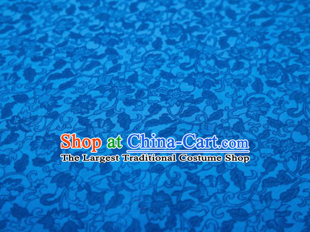 Chinese Classical Twine Flowers Pattern Design Blue Mulberry Silk Fabric Asian Traditional Cheongsam Silk Material