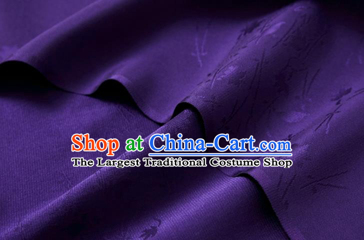 Chinese Classical Leaf Pattern Design Purple Brocade Fabric Asian Traditional Cheongsam Silk Material