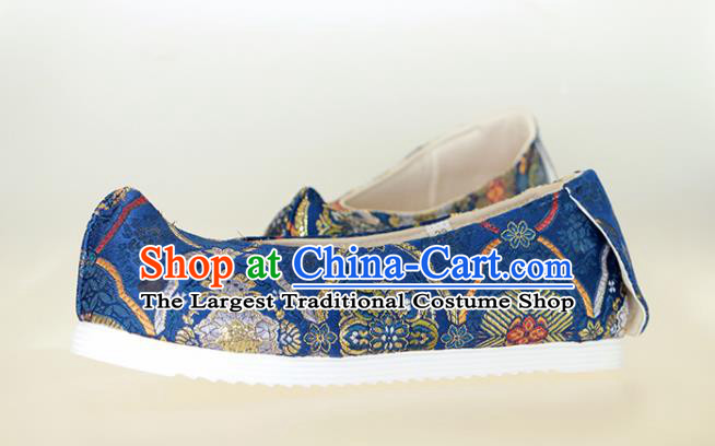 Chinese Traditional Navy Brocade Shoes Opera Shoes Hanfu Shoes Wedding Shoes for Women