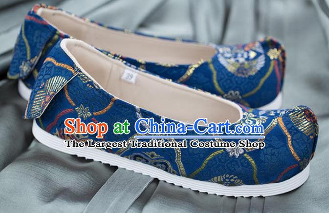 Chinese Traditional Navy Brocade Shoes Opera Shoes Hanfu Shoes Wedding Shoes for Women
