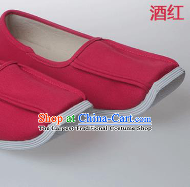 Chinese Traditional Ming Dynasty Taoist Wine Red Shoes Handmade Hanfu Shoes Ancient Scholar Shoes for Men