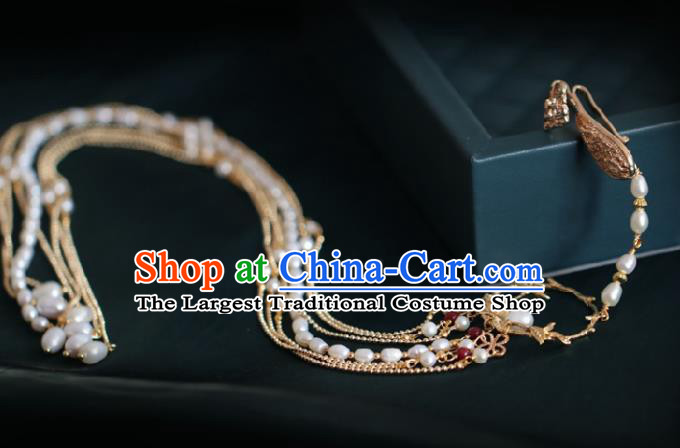 Chinese Traditional Ming Dynasty Waist Accessories Handmade Ancient Princess Pearls Tassel Pendant for Women