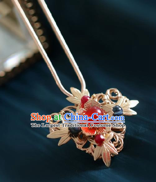 Chinese Handmade Ming Dynasty Princess Golden Hairpins Ancient Hanfu Hair Accessories for Women