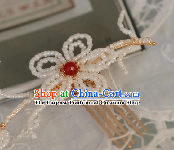Chinese Handmade Ming Dynasty Princess Beads Hair Comb Hairpins Ancient Hanfu Hair Accessories for Women