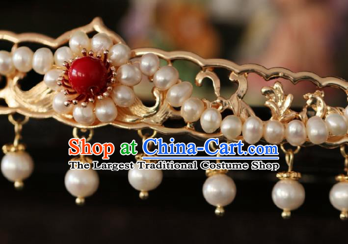 Chinese Handmade Ming Dynasty Queen Pearls Hairpins Ancient Hanfu Hair Accessories for Women
