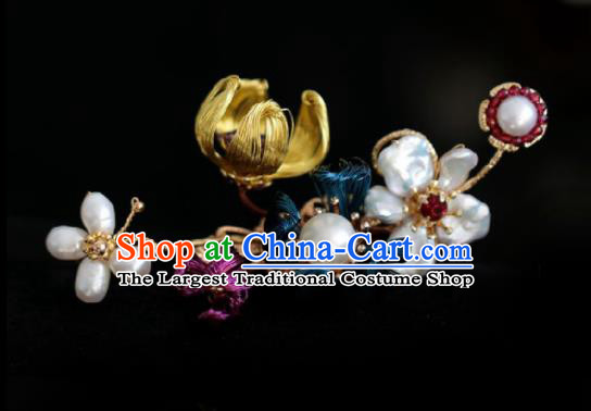 Chinese Handmade Ming Dynasty Queen Flowers Hairpins Ancient Hanfu Hair Accessories for Women
