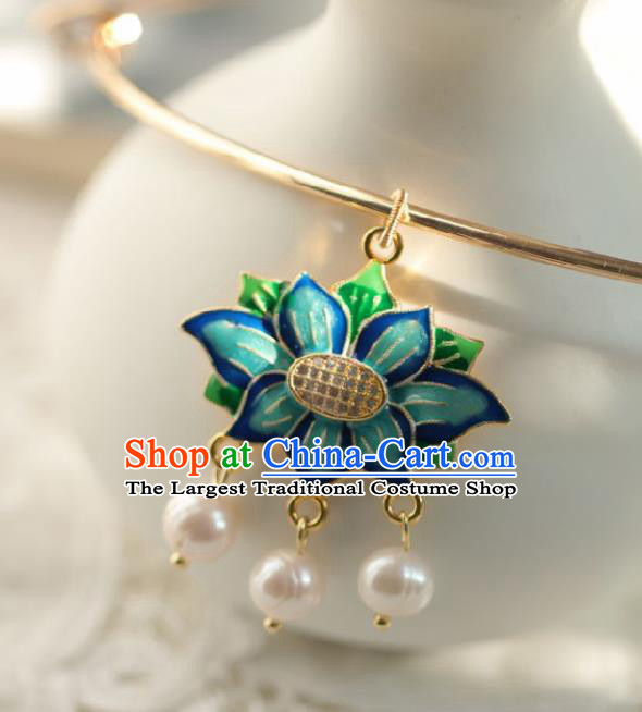 Chinese Traditional Ming Dynasty Lotus Necklace Accessories Handmade Ancient Princess Necklet for Women