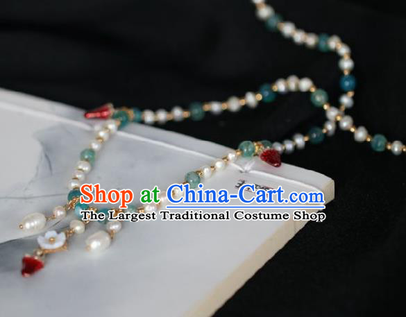Chinese Traditional Ming Dynasty Pearls Necklace Accessories Handmade Ancient Princess Necklet for Women