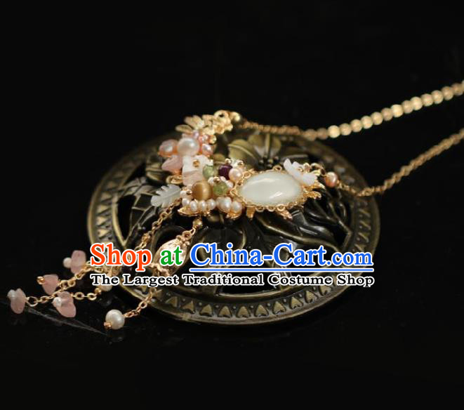 Chinese Traditional Ming Dynasty Tassel Necklace Handmade Ancient Princess Necklet Accessories for Women