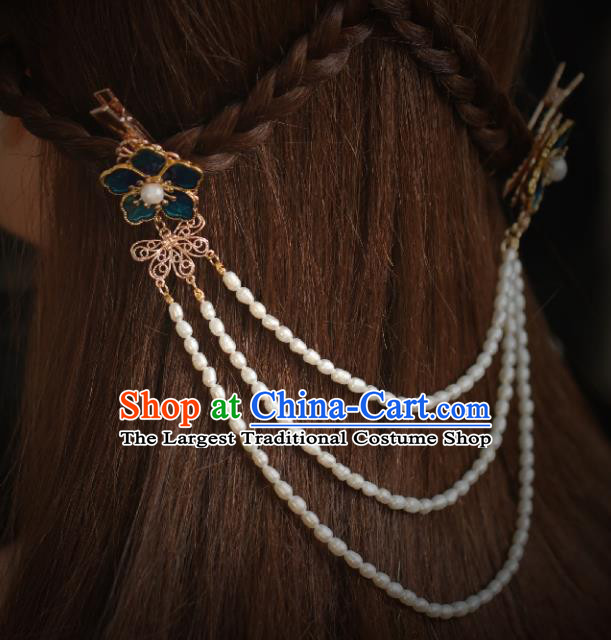 Chinese Handmade Princess Pearls Hair Claws Hairpins Ancient Hanfu Hair Accessories for Women