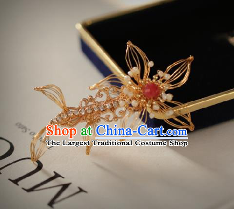 Chinese Handmade Princess Golden Hair Claw Ancient Hanfu Hair Accessories for Women