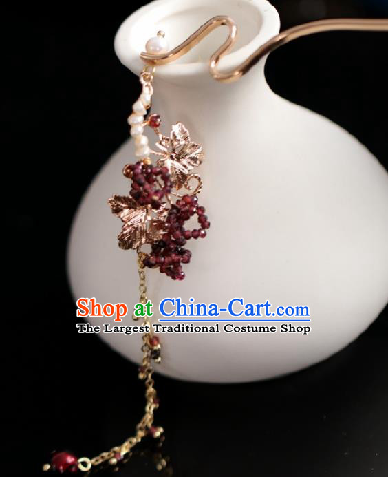 Chinese Handmade Princess Grape Tassel Hairpins Ancient Hanfu Hair Accessories for Women