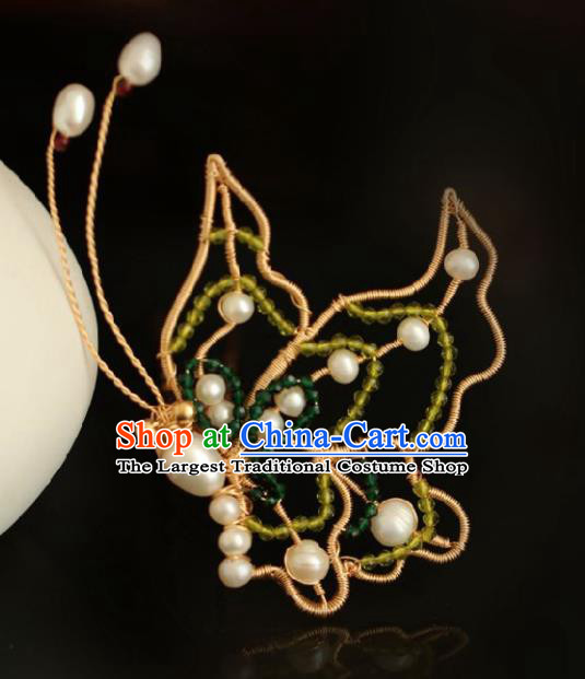 Chinese Handmade Ming Dynasty Princess Pearls Butterfly Hairpins Ancient Hanfu Hair Accessories for Women