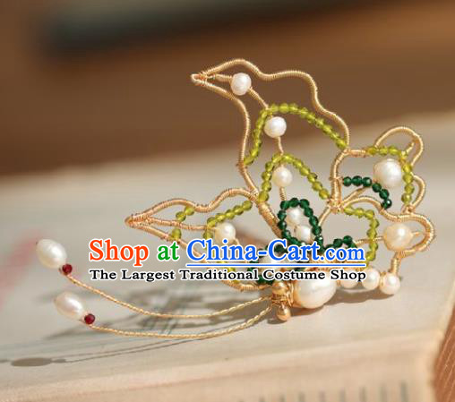 Chinese Handmade Ming Dynasty Princess Pearls Butterfly Hairpins Ancient Hanfu Hair Accessories for Women