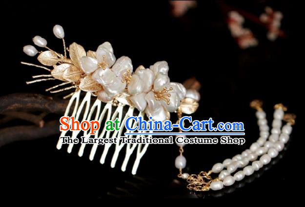 Chinese Handmade Tang Dynasty Princess Shell Hair Comb Hairpins Ancient Hanfu Hair Accessories for Women