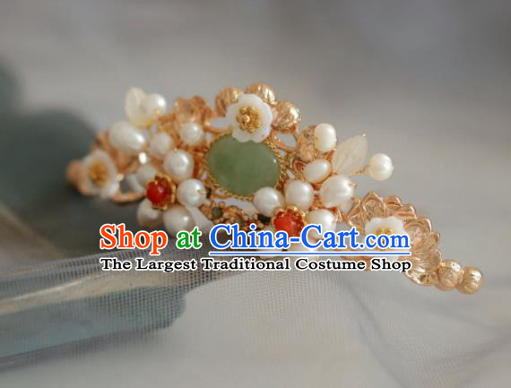 Chinese Handmade Ming Dynasty Princess Pearls Golden Hairpins Ancient Hanfu Hair Accessories for Women