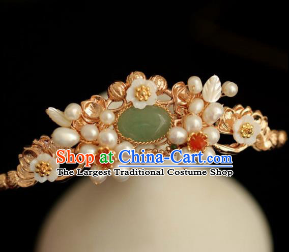 Chinese Handmade Ming Dynasty Princess Pearls Golden Hairpins Ancient Hanfu Hair Accessories for Women