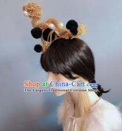 Chinese Handmade Classical Golden Dragon Hair Crown Ancient Hanfu Hair Accessories for Women