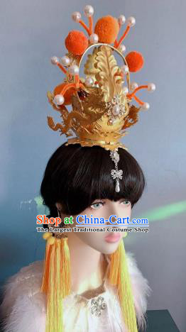 Chinese Handmade Classical Golden Crown Ancient Empress Hanfu Hair Accessories for Women