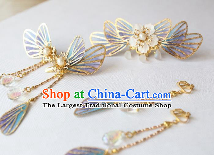 Chinese Handmade Ming Dynasty Princess Butterfly Hairpins Ancient Hanfu Hair Accessories for Women