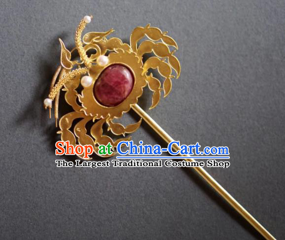 Chinese Traditional Hanfu Tang Dynasty Court Golden Bat Hairpins Handmade Ancient Royal Princess Hair Accessories for Women