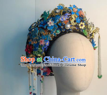 Chinese Handmade Qing Dynasty Court Precious Gem Hat Phoenix Coronet Hat Ancient Empress Hair Accessories for Women