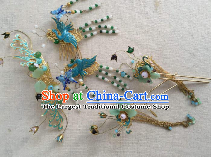Chinese Traditional Hanfu Wedding Phoenix Hairpins Handmade Ancient Princess Hair Accessories for Women