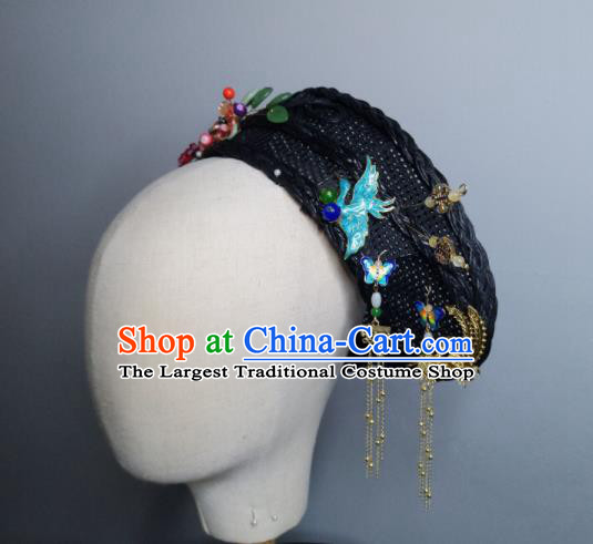 Chinese Handmade Qing Dynasty Manchu Imperial Consort Hairpins Hat Phoenix Coronet Ancient Empress Hair Accessories for Women