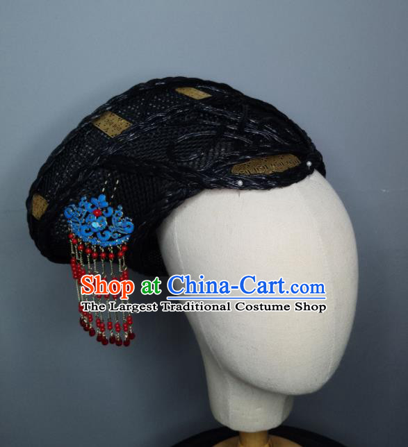Chinese Handmade Qing Dynasty Manchu Cloisonne Hairpins Hat Ancient Imperial Consort Hair Accessories for Women